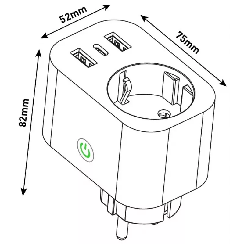 ENTAC Smart WiFi Plug 1x Schuko su 2x USB-A ir 1x USB-C, balta