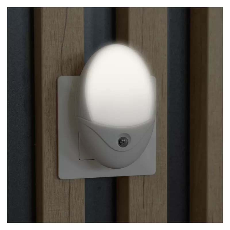 ENTAC LED naktinė lemputė 0,5W ovali šilta balta su prieblandos jutikliu