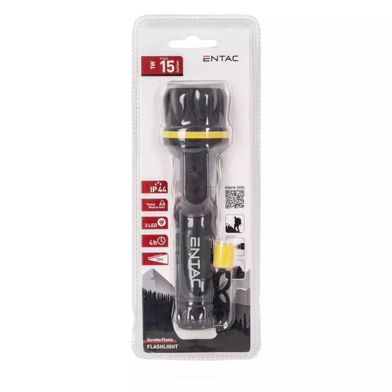 ENTAC EFL-2AA-PL LED žibintuvėlis 2xAA ABS plastikas juodas 30 liumenų