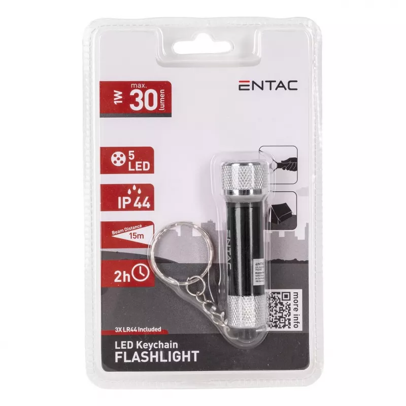 ENTAC 5 LED raktų pakabuko žibintuvėlis juodas