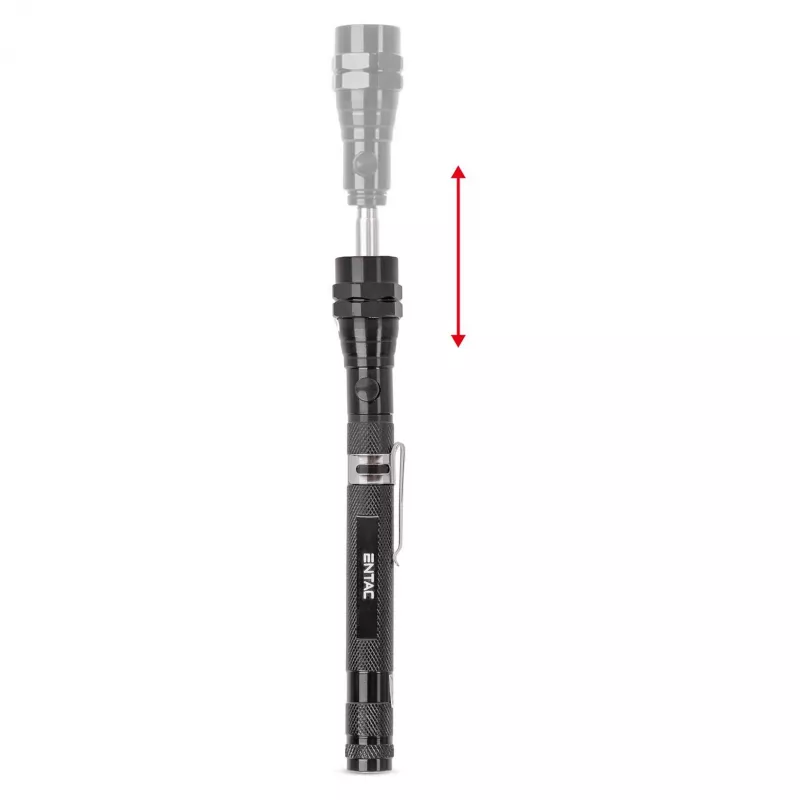 ENTAC EFL-1W-FLEX-ALU 1W LED žibintuvėlis su teleskopiniu kaklu, aliuminis, juodas