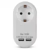ENTAC sieninis kištukinis adapteris su 2x USB-A balta