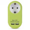 ENTAC kištukinis adapteris su 2x USB-A, žalios spalvos