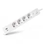 ENTAC Power Strip 4-Way with 1x USB-A & 1x USB-C, 1.5m White