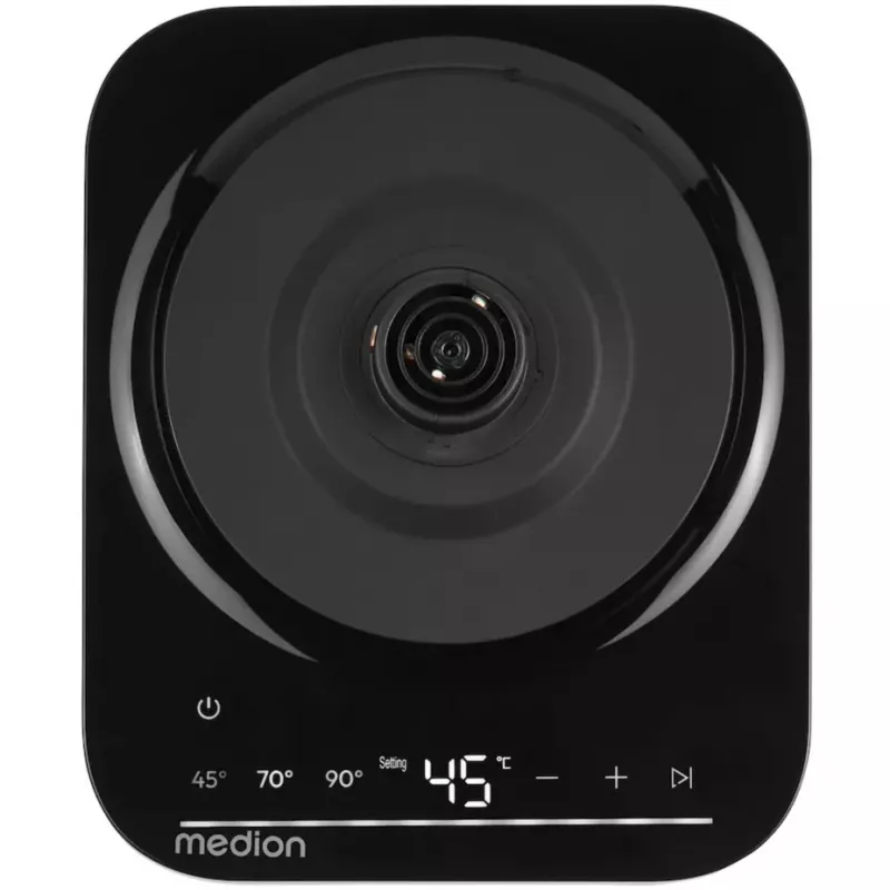 MEDION MD 12106 Elektrinis virdulys 1.5L 2200W Juodas Nerūdijantis plienas Šildymo palaikymo funkcija