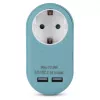 ENTAC kištukinis adapteris su 2x USB-A mėlynas