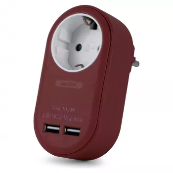 ENTAC sieninis kištukinis adapteris su 2x USB-A bordo spalvos