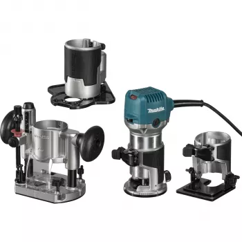 Makita RT0702CX3J Trimmer Router 710W 8mm Collet with 3 Bases MAKPAC Case