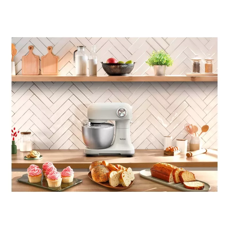 TEFAL QB140AF0 Bake Easy Stovinis Maišytuvas, 500 W, 12 Greičių, 3,5 L Dubuo, Smėlio Spalvos
