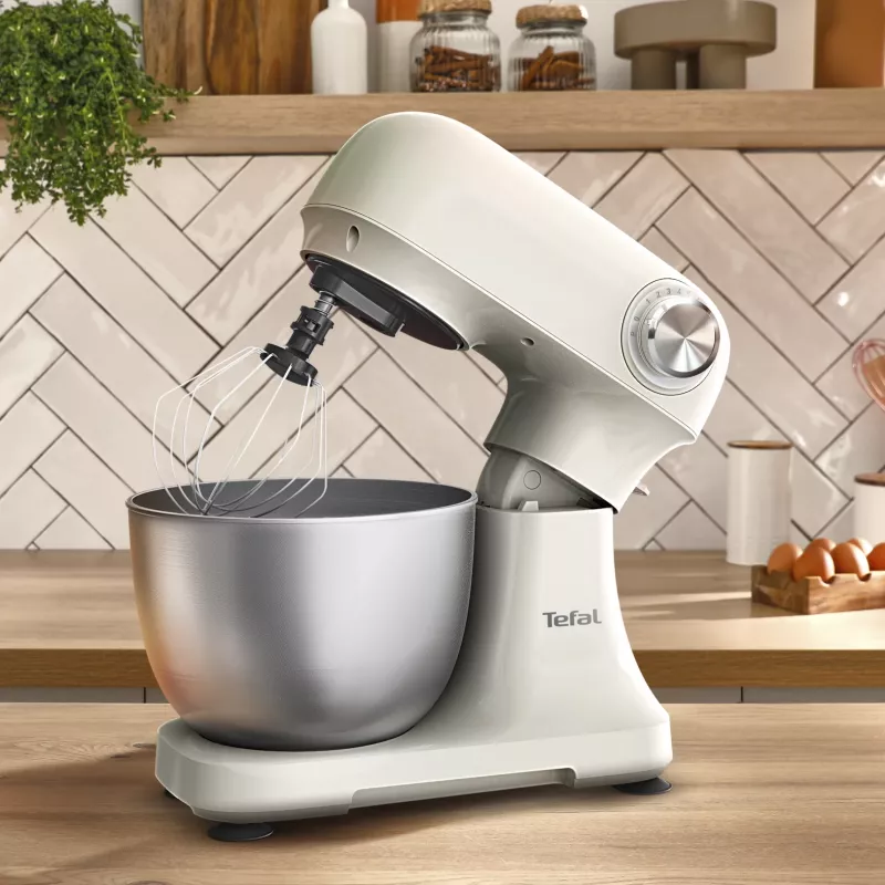 TEFAL QB140AF0 Bake Easy Stovinis Maišytuvas, 500 W, 12 Greičių, 3,5 L Dubuo, Smėlio Spalvos