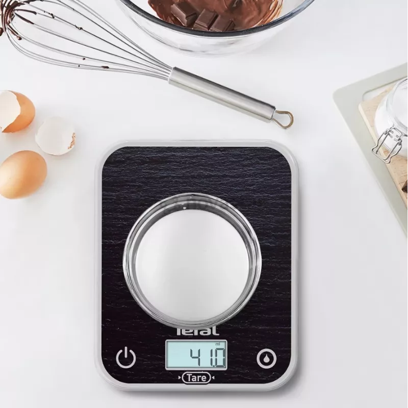 TEFAL virtuvinės svarstyklės BC50D2V0 Optiss – skaitmeninis LCD, 5 kg talpa, juodos spalvos