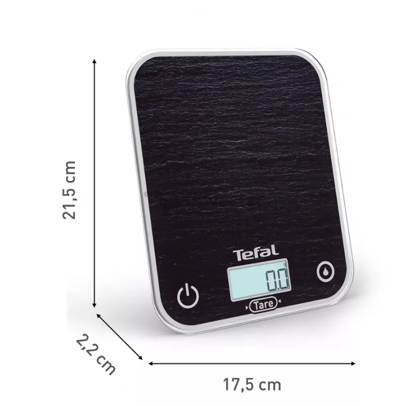 TEFAL virtuvinės svarstyklės BC50D2V0 Optiss – skaitmeninis LCD, 5 kg talpa, juodos spalvos