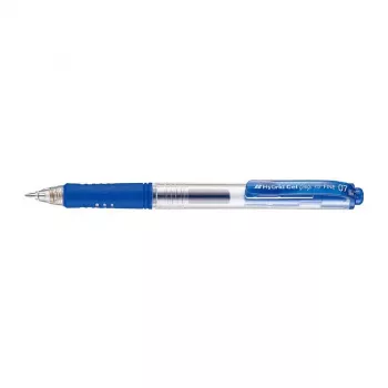 Pentel Hybrid Gel Grip įtraukiamas gelinis rašiklis - mėlynas rašalas - 0,7 mm vidutinis antgalis - metalinis segtukas - permatoma mėlyna korpuso spalva