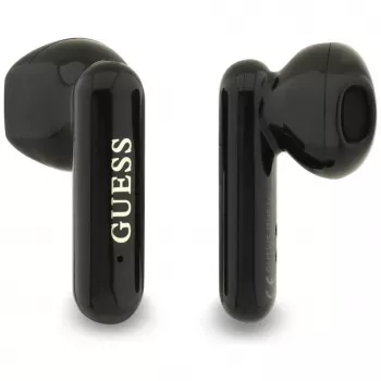 Guess 4G Metal Logo True Wireless Stereo Bluetooth Earbuds su įkrovimo dėklu (juodi)