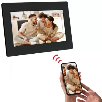 AGFAPHOTO APF700 Wi-Fi 7 colių skaitmeninis nuotraukų rėmelis su 32GB atmintimi, IPS LCD jutikliniu ekranu, judesio jutikliu, automatiniu pasukimu, juodas