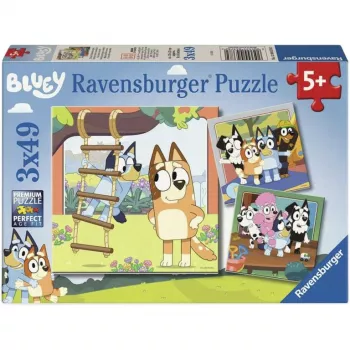 RAVENSBURGER Vaikų dėlionė Bluey – Kuriant prisiminimus (3 x 49 dalių)