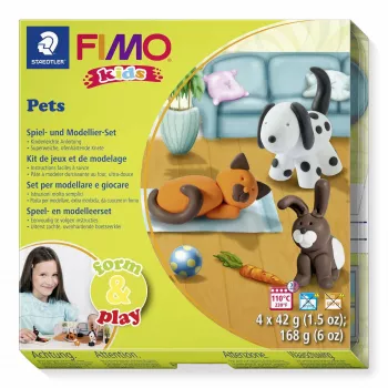 STAEDTLER FIMO Kids Form & Play Pets Modelling Clay Set, 4 Blocks, 168g