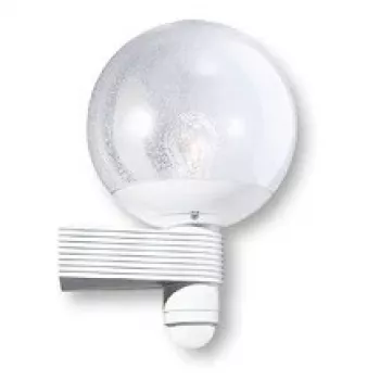 STEINEL L400S baltas lauko sieninis šviestuvas su jutikliu 60W E27