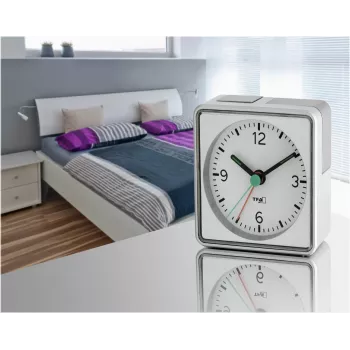 TFA PUSH Electronic Alarm Clock - Analog, Black, 7x7x3.7 cm, AA Battery