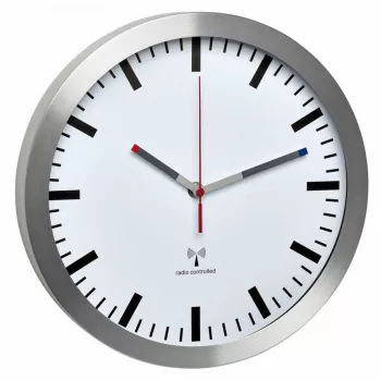 TFA 60.3528.02 Radio-Controlled Wall Clock Aluminium 300 mm x 45 mm Silent Sweeping Movement