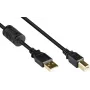 GoodConnections USB 2.0 laidas USB A tipo į USB B tipo su ferito šerdimi, auksuotas, juodas, 5 m (GC-M0083)