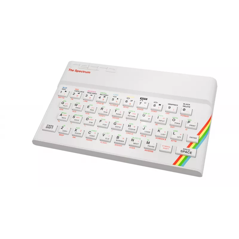Retro Games The Spectrum White Edition - ZX Spectrum HD konsolė su svirtimi ir 40+ iš anksto įkeltų žaidimų