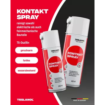 Teslanol Contact Spray 400ml, Cleans
