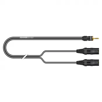 Sommer Cable SC-Onyx 2025 MKII stereo skaidymo kabelis, 2 x 1 x 0,25 mm², 3,5 mm stereo kištukas – 2x XLR 3 kontaktų kištukai, HICON, juodos spalvos, 2,5 m (ON9V-0250-SW)