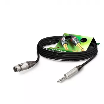 Sommer Cable Stage 22 Highflex mikrofono kabelis, 2 x 0,22 mm², XLR 3 kontaktų lizdas – 6,3 mm mono kištukas, NEUTRIK, juodos spalvos, 2,5 m (SG79-0250-SW)