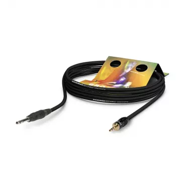Sommer Cable Club Series MKII komutacinis (patch / insert) kabelis, 2 x 0,34 mm², 6,3 mm stereo kištukas – 3,5 mm stereo kištukas, HICON, juodos spalvos, 0,25 m (CS63-0025-SW)