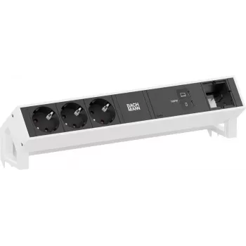 Bachmann DESK2 3x Schuko 1x USB-C 100W 1x Module Slot 0.2m RAL9010