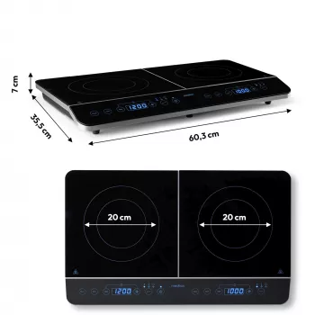 MEDION LIFE Dviguba indukcinė kaitlentė MD 15324 (Juoda, 3500 W, 2x Ø 20 cm)