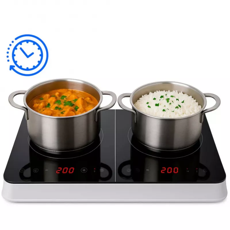 MEDION LIFE Double Induction Cooktop MD18493 (Juoda, 3500 W, 2x 20 cm)
