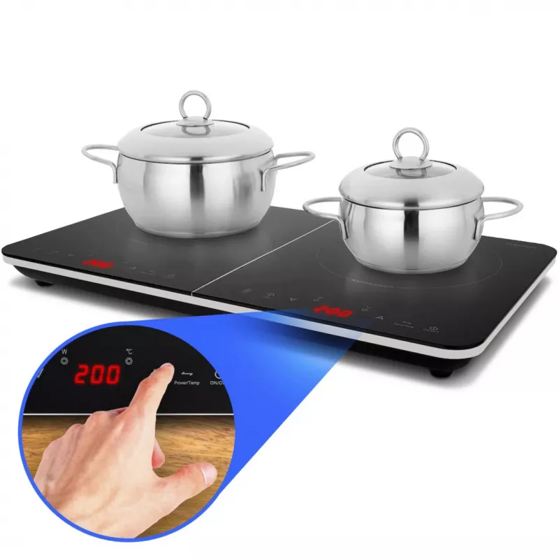 MEDION LIFE Double Induction Cooktop MD18493 (Juoda, 3500 W, 2x 20 cm)