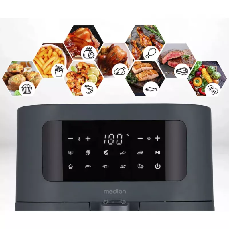 MEDION Life MD 11740 E40 XL Oro gruzdintuvė, Pilka, 2150 W, 5.2 L krepšelis