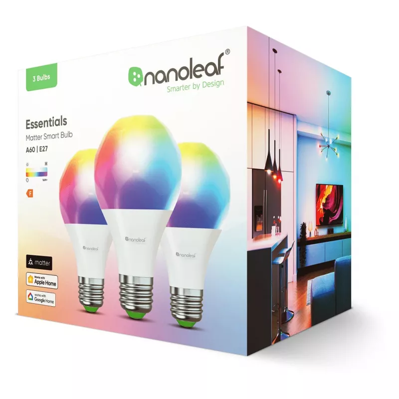 Nanoleaf NF080B02-3A19E Smart LED lemputė E27 8,5W 1100lm RGBW Matter Thread