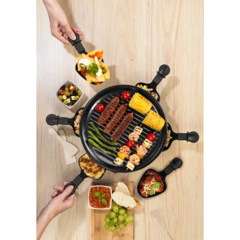 Giles & Posner EK4511GV2VDE Stalo raclette grotelės 1200 W 8 asmenims Juoda/Sidabrinė