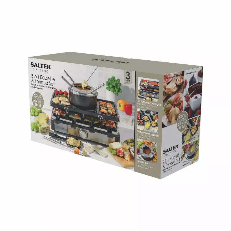 Salter EK4513VDE 2 in 1 Raclette & Fondue Set