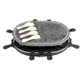 Giles & Posner EK1872GV2VDE Stalo akmeninis raclette grilis - 1200W, 8 asmenims, juoda/pilka