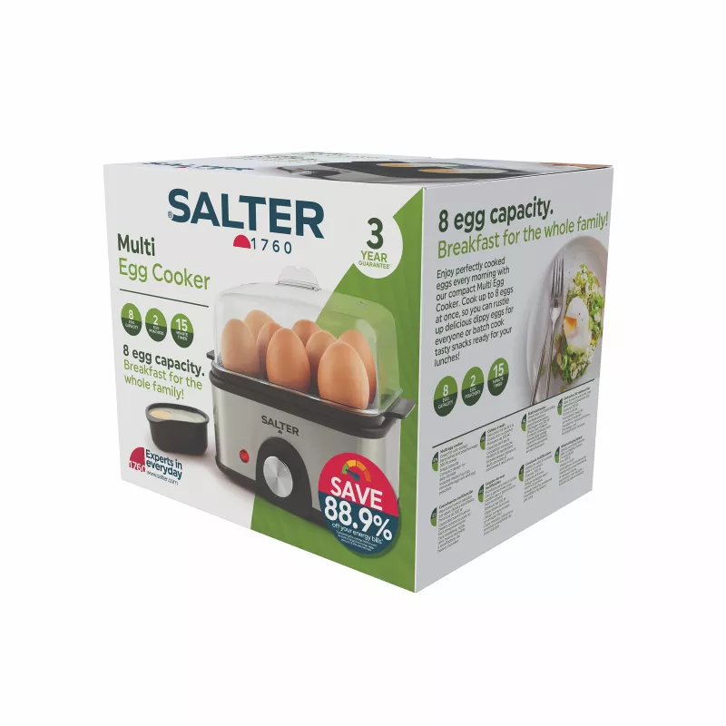 Salter EK6213VDE Multil Egg Cooker - 7 kiaušinių talpa, 350W, juoda/sidabrinė