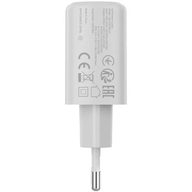 CANYON OnCharge 200 20W USB-C PD sieninis įkroviklis EU baltas