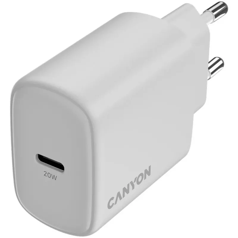 CANYON OnCharge 200 20W USB-C PD sieninis įkroviklis EU baltas