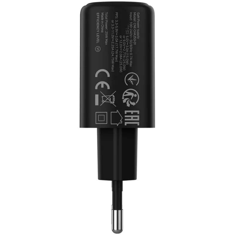 CANYON OnCharge 250 25W 1xPD EU sieninis įkroviklis juodas