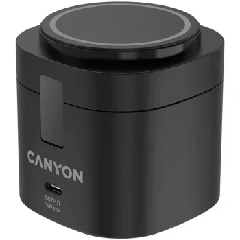 Canyon 4 in 1 belaidžio įkrovimo stovas, 30W maks., dydis: 70x70x70.3mm, svoris: 414g, su 1M laidu, juodas