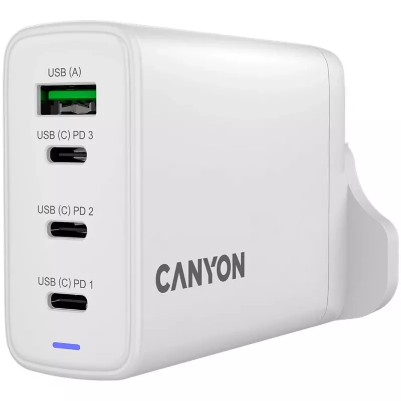 CANYON OnCharge 140 GaN įkroviklis 150W Max 3 USB-C + 1 USB-A Baltas JK kištukas