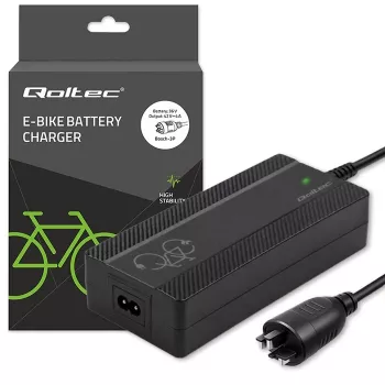 Qoltec Greitasis Įkroviklis Elektriniam Dviračiui Paspirtukui 36V | 42V | 4A | Bosch Kištukas + Maitinimo Laidas