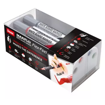 Pentel Maxiflo Flex-Feel Whiteboard Marker rinkinys, įvairių spalvų, 2,0–5,0 mm, 4 vnt.
