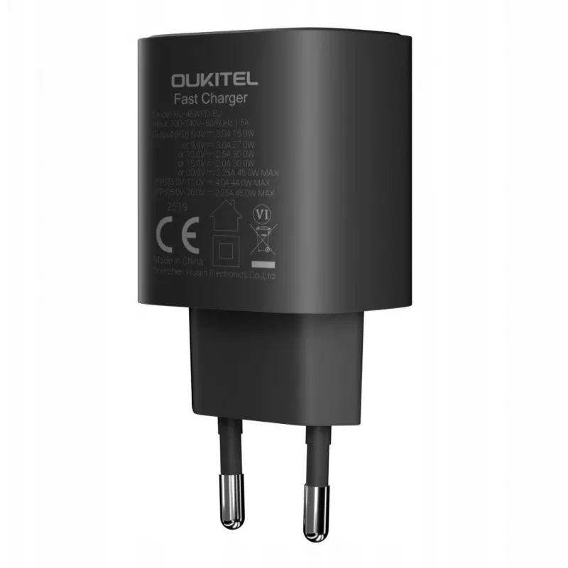 OUKITEL 45W USB-C PD Greitasis Įkroviklis EU Kištukas Juodas