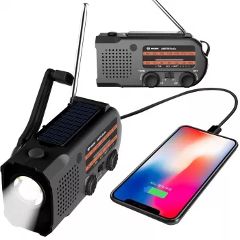 MOZOS ER-01 Saulės dinamo AM/FM radijas 5000 mAh