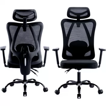 MOZOS ERGO-X Ergonominė biuro kėdė su reguliuojama juosmens atrama ir galvos atrama, juoda